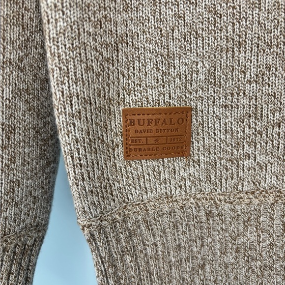 Buffalo David Bitton Crew Mens Neck Sweater Fleece Lined Corduroy Patches Sz Med - Picture 4 of 7